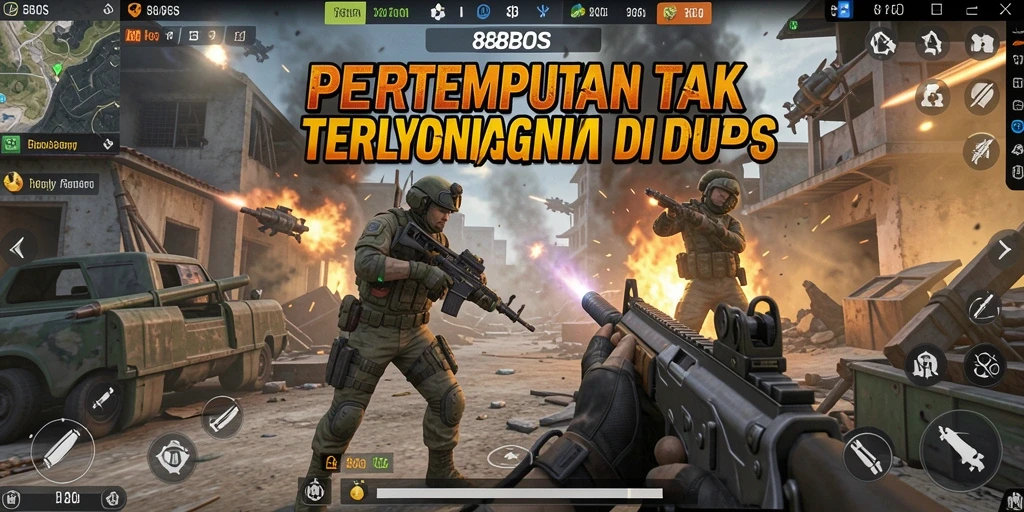 Tangkapan layar gameplay menampilkan aksi seru dalam pertempuran TPS.