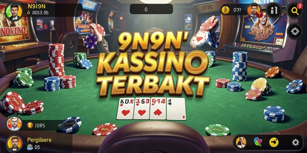 Tangkapan layar permainan 9N9N menampilkan meja kasino yang hidup dan penuh warna.