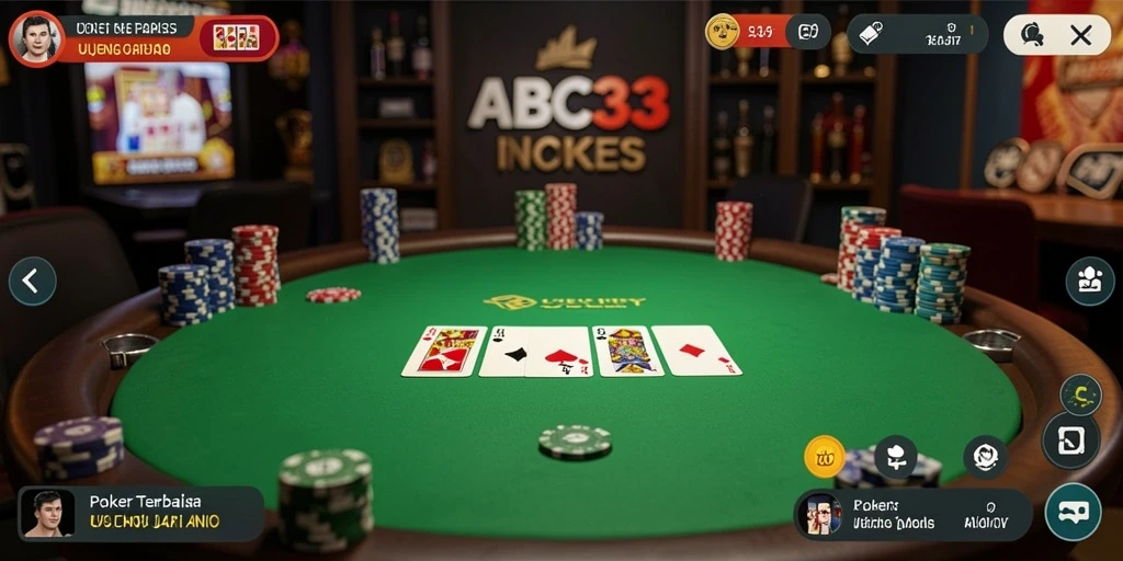 Tampilan gameplay poker yang menegangkan dan seru di ABC33.