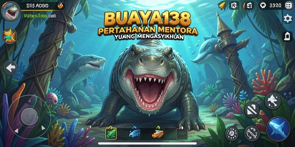 Tampilan gameplay <strong>BUAYA138</strong> yang menegangkan dengan aksi pertahanan menara.