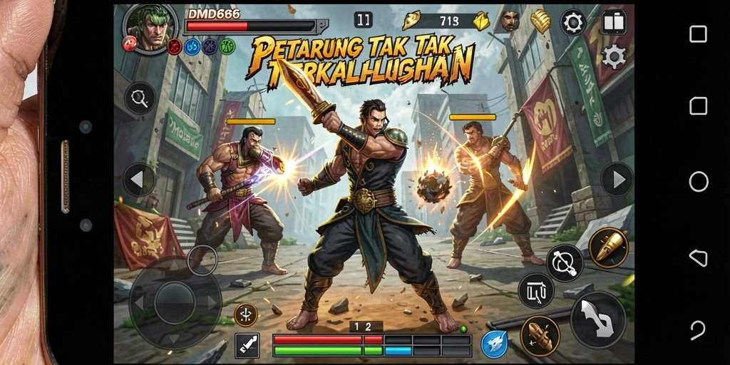 Tampilan gameplay DMD686 dengan aksi pertarungan yang mendebarkan.
