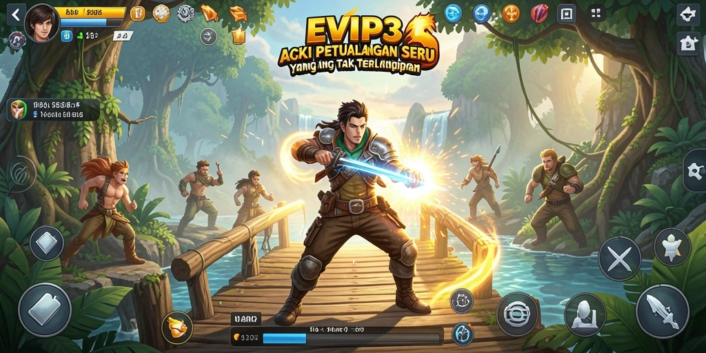Tampilan screenshot utama EVIP3 menampilkan aksi seru dalam gameplay.