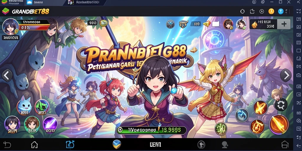 Tampilan gameplay menarik dari GRANDBET88 dengan karakter Anime.