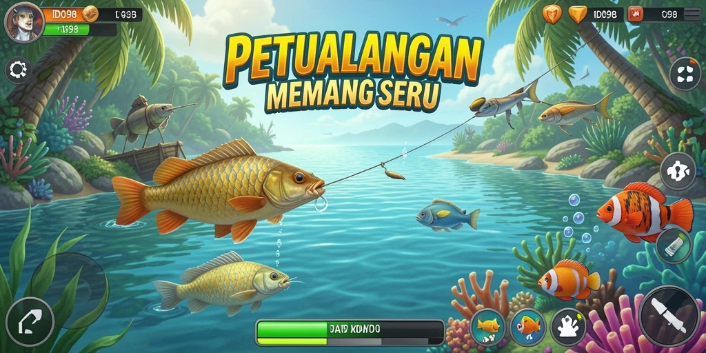 Screenshot dari gameplay seru saat memancing di ID098.