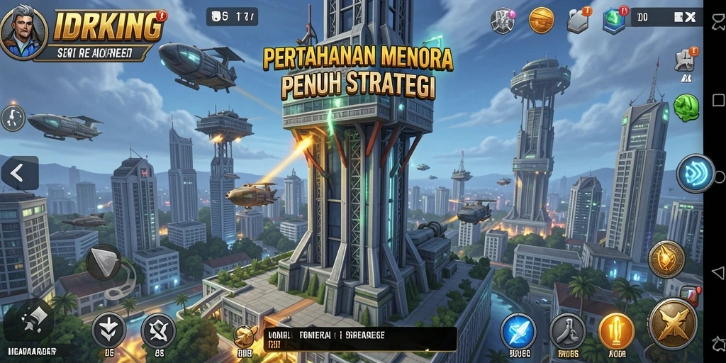 Tampilan seru gameplay Tower Defense di IDRKING.