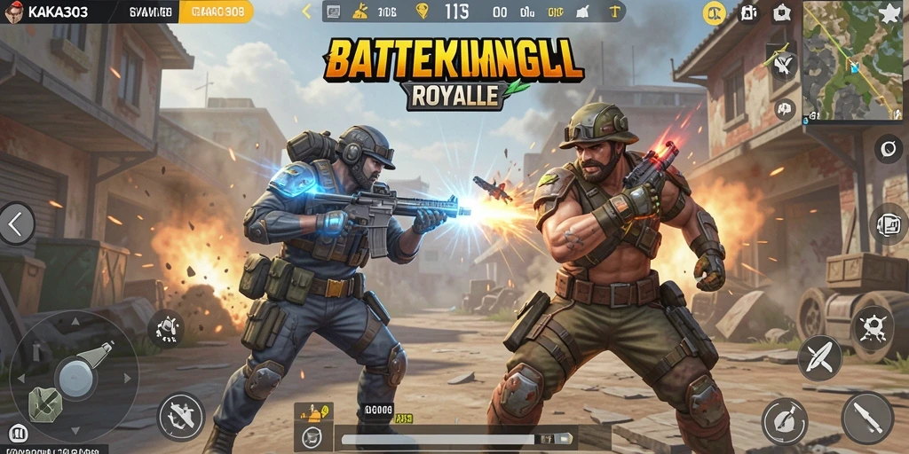 Screenshot utama KAKA303 menampilkan intense gameplay Battle Royale.