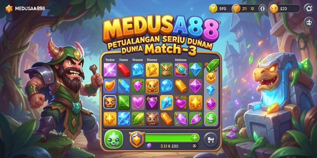 Tampilan gameplay seru dalam MEDUSA88 yang penuh warna.
