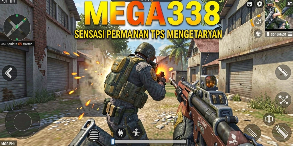 Tampilan gameplay mendebarkan dari MEGA338 di mode TPS.