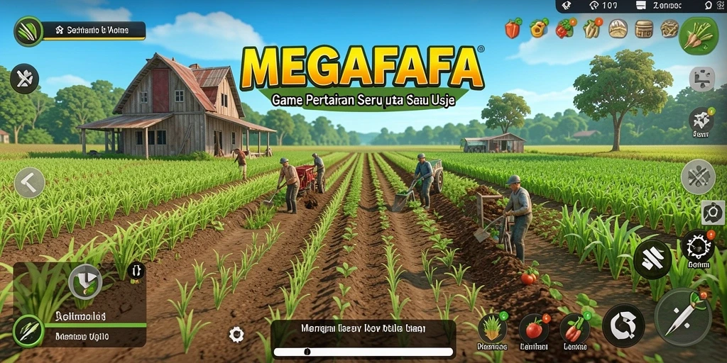 Gambaran gameplay MEGAFAFA dan pertanian yang menyenangkan.