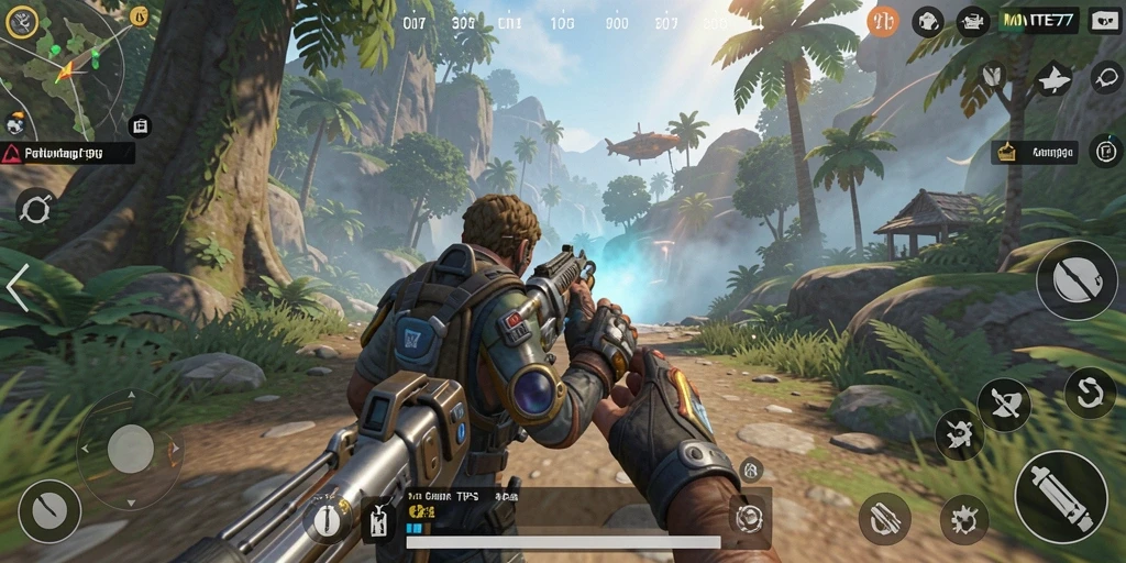Tampilan action-packed dalam game TPS MONTE77.