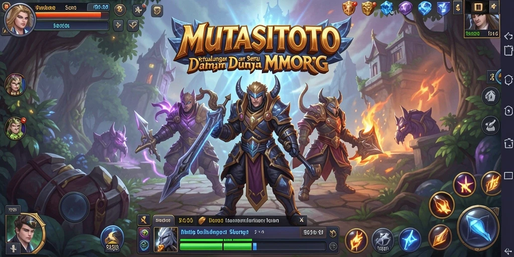 Screenshot gameplay menunjukkan pertempuran seru di dunia fantastis MUTASITOTO.