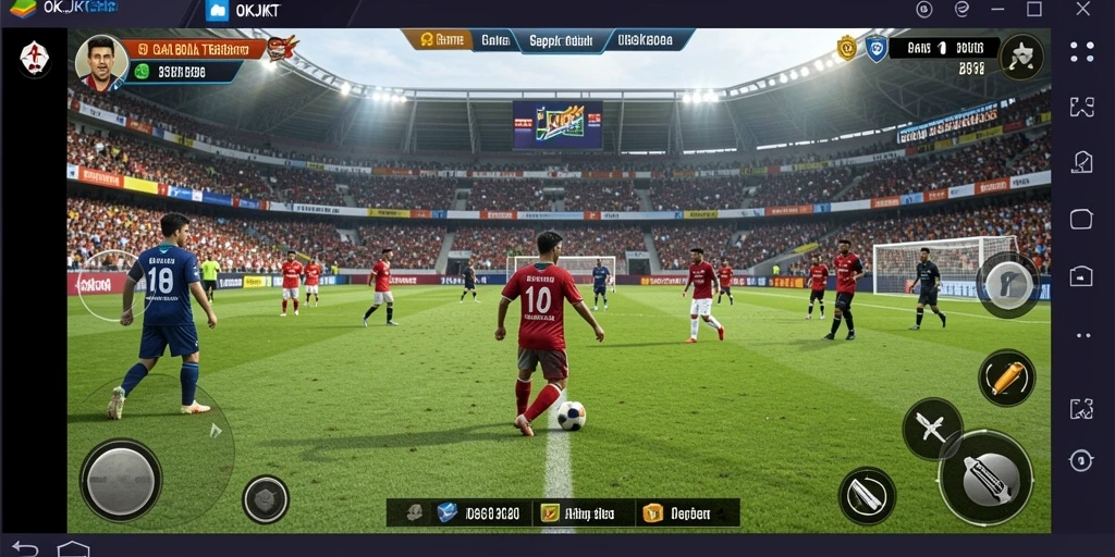Gameplay intens dan aksi sepak bola yang mendebarkan.