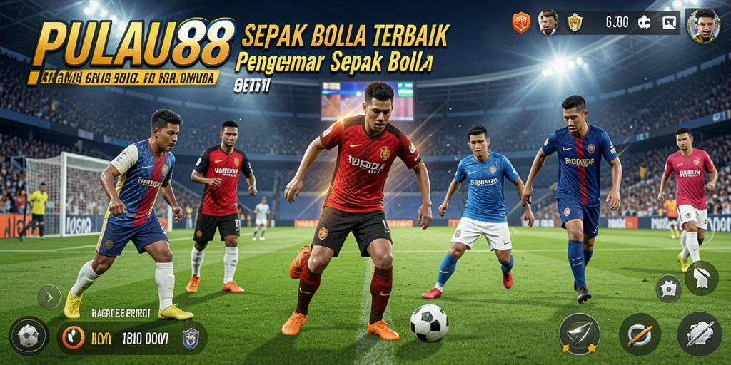 Tampilan gameplay PULAU88 dengan aksi pertandingan sepak bola yang mendebarkan.