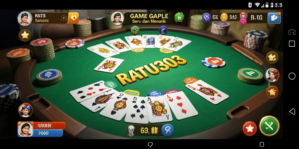 Tampilan gameplay seru dalam RATU303 yang menampilkan aksi Gaple.