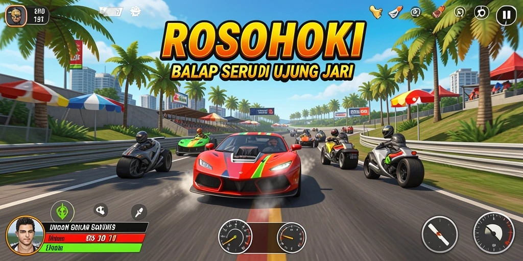 Gameplay Racing yang mendebarkan dan menantang di ROSOHOKI.