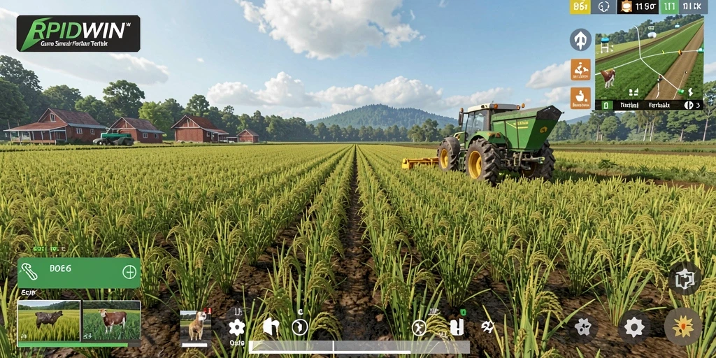 Screenshot gameplay RPIDWIN menunjukkan aktivitas bertani yang seru dan menarik.