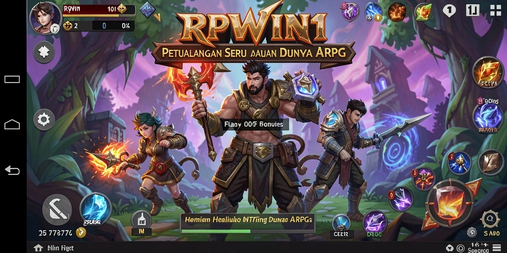 Screenshot gameplay RPWIN1 menampilkan aksi pertempuran seru di dunia ARPG.