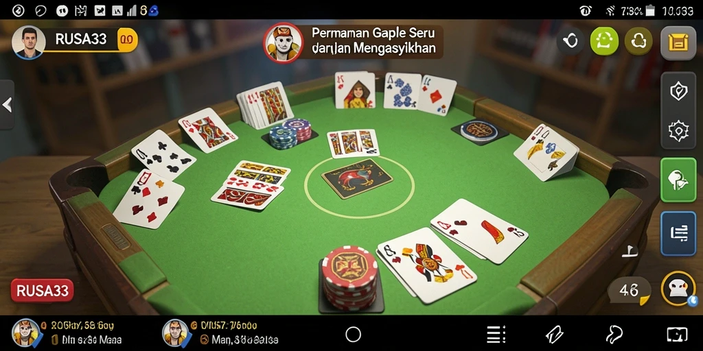 Screenshot RUSA33 menampilkan keseruan bermain Gaple secara online.