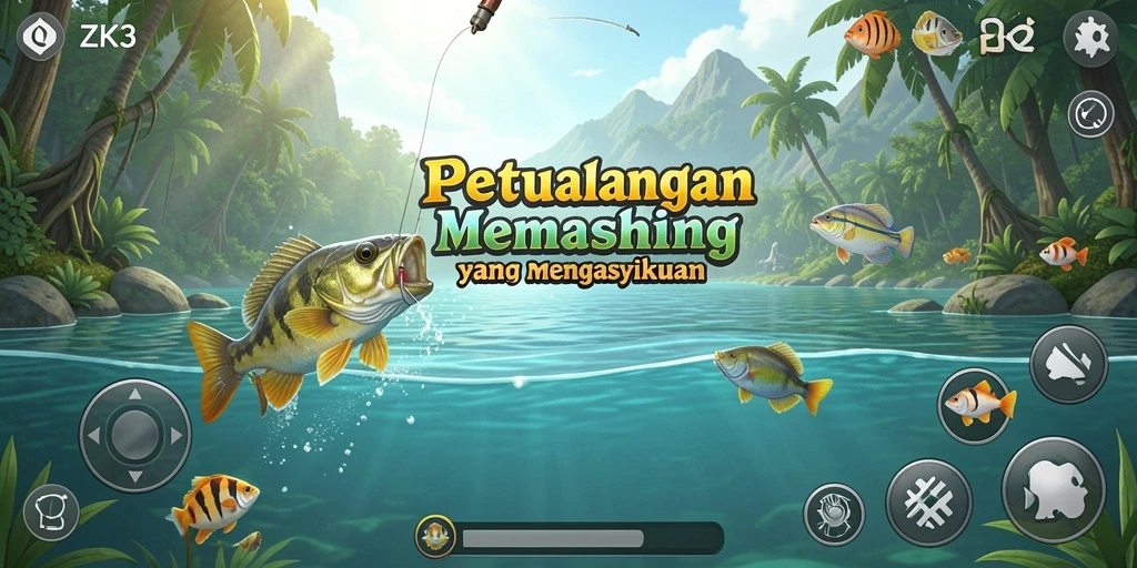 Screenshot ZK3 menampilkan pengalaman memancing yang menawan dan menantang.